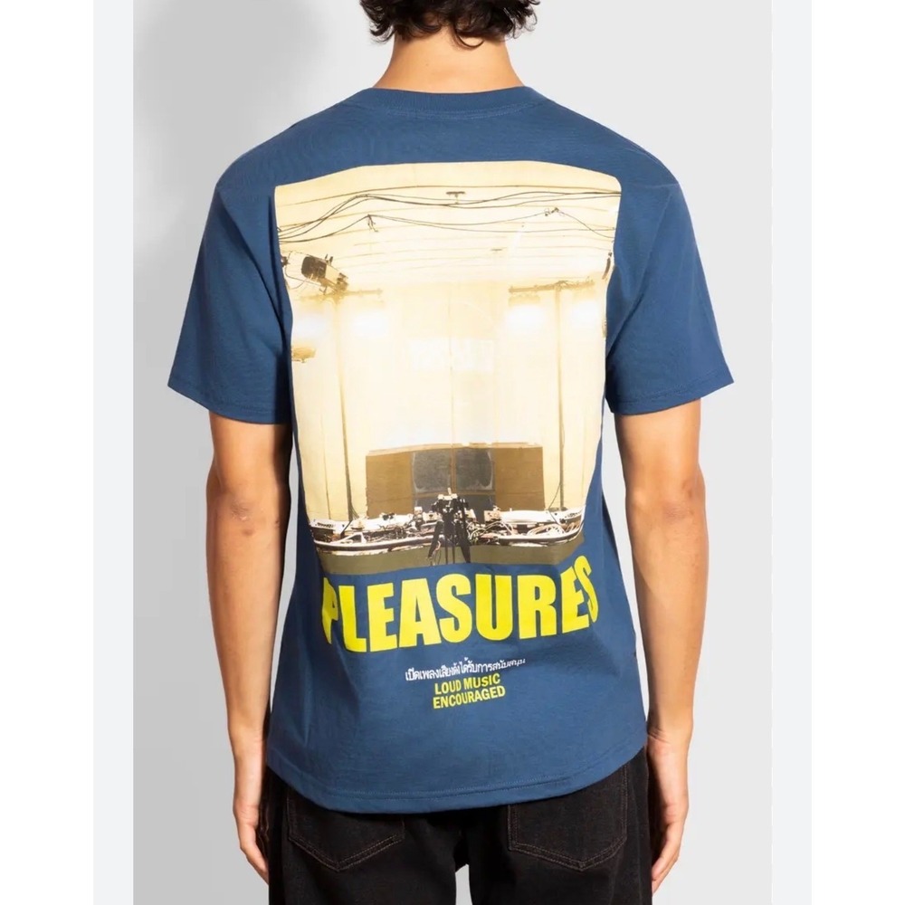 Pleasures Boiler Room T-Shirt Mens Large Blue Graphic Loud Music Streetwear Tee